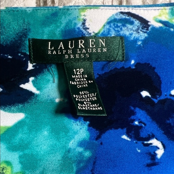 Lauren by Ralph Lauren Blue and Green Floral Midi Dress size 12P - Picture 3 of 8